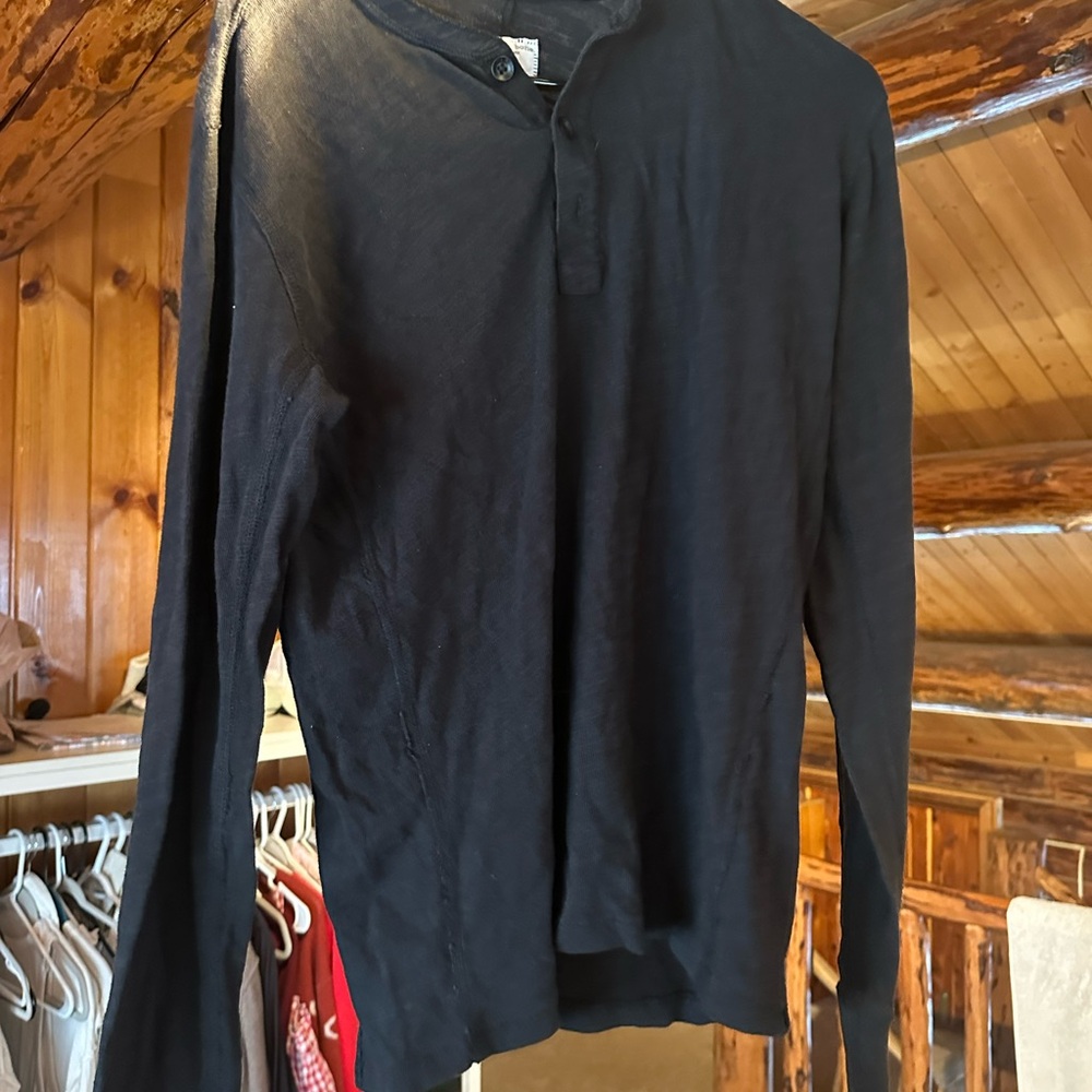 rag & bone Black Long Sleeve Henley Shirt